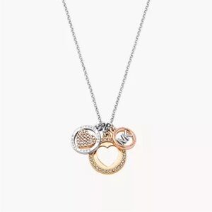 MICHAEL KORS FASHION TRI-TONE BRASS COMPONENTS NECKLACE